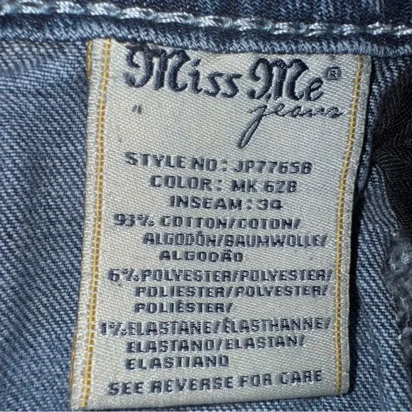 Miss Me Signature Bootcut Jeans 34 Embroidered Feather Mid Rise Stretch Y2K - Picture 7 of 9